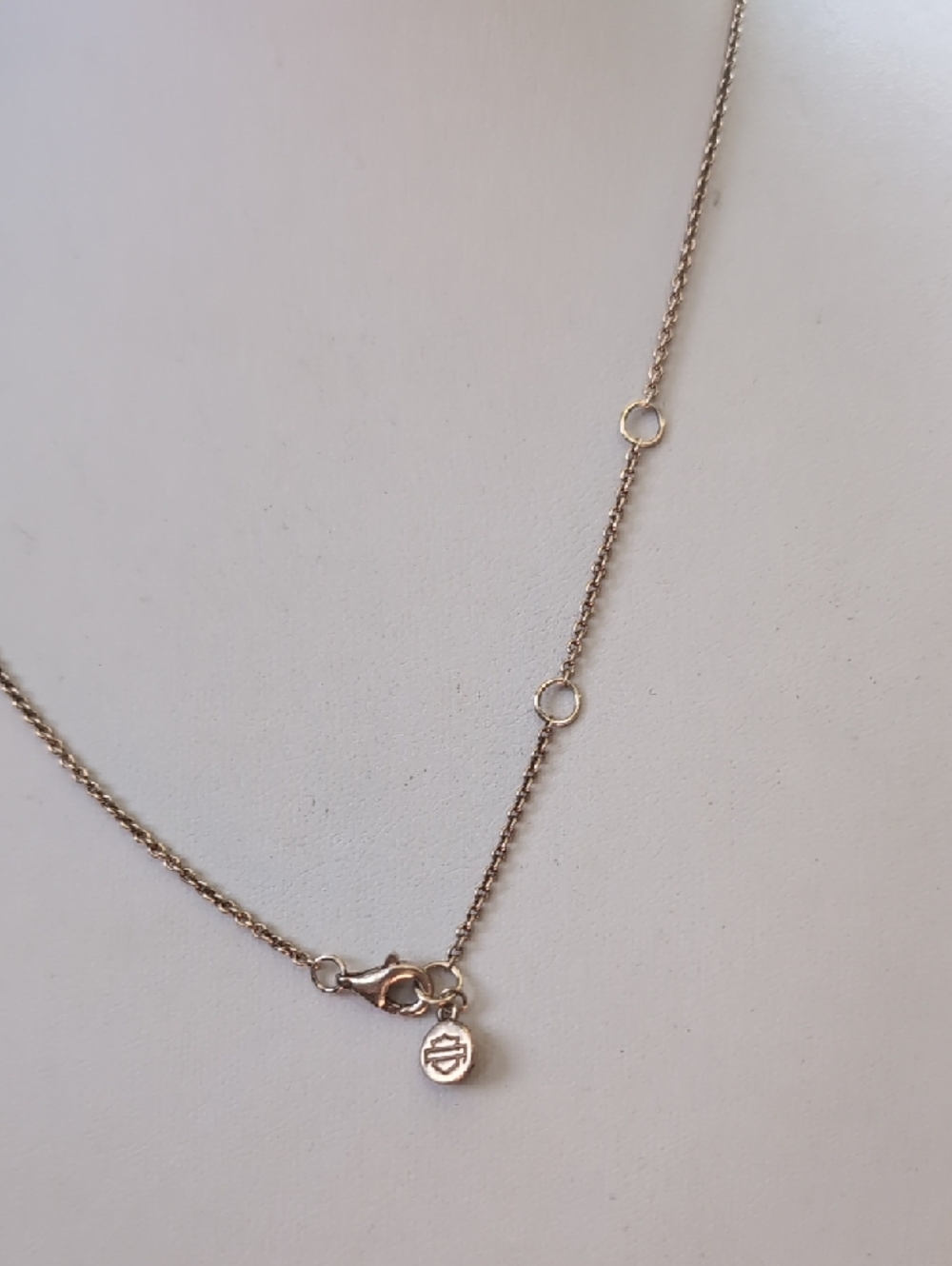 Harley Davidson Gold Plated Sterling Script Necklace With Stone - Picture 4 of 6